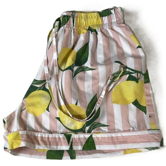 8 Oak Lane XS/S Pink White Stripe Lemon Print Sleep Shorts 100% Cotton - Picture 3 of 16